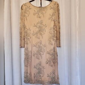 Nordstrom Pisarro Nights Embellished Mesh Dress in color blush